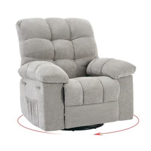 Rocking Recliner Chair,360° Swivel,30° Rocking,135° Tilt,Chenille Upholstery,Q235 Steel Frame Glider Nursery Chair for Small Spaces