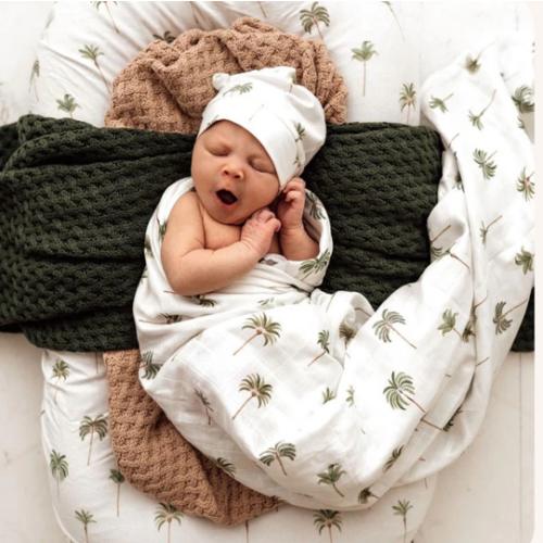 Green Palm Organic Muslin Wrap | Snuggle Hunny