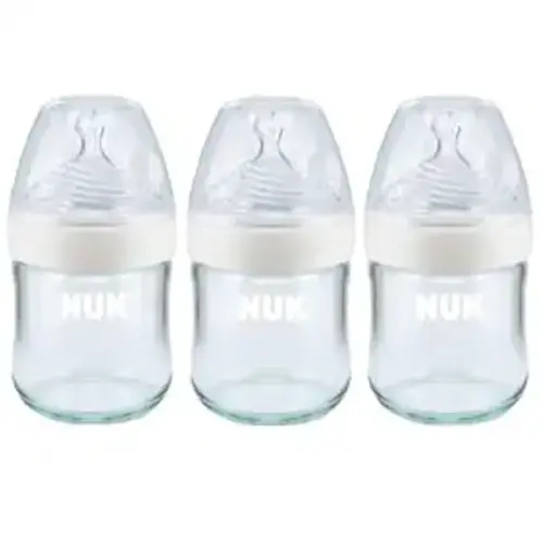 NUK Simply Natural Glass Baby Bottles, 4 oz, 3 Pack