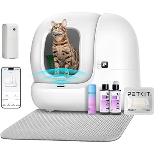 PETKIT PuraMax 2 Self Cleaning Cat Litter Box, Upgraded Seal Performance Automatic Cat Litter Box for Multiple Cats Includes K3 and N50 2.0, App Control/xSecure/Odor-Free