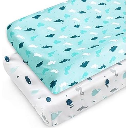 Changing Pad Cover for Boys Girls 2 Pack, Comfy & Breathable Changing Table Cover for 32''x16" Changing Table Pads, Diaper Changing Pad Cover, Aqua