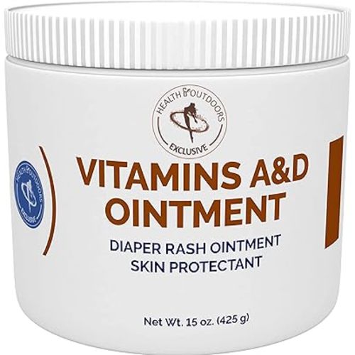 Vitamin A & D Ointment 15 Oz Jar, Skin Protectant for Diaper Rash, Cuts, Burns, Abrasions, Wounds and Scrapes