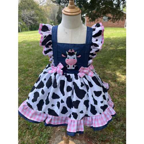 Cow toddler dress,farm dress,Girls Cow Dress,Baby Cow Dress,Toddler Cow Costume Outfit,Cow Dress,Cow Costume,Farm Dress,Farm Outfit,pink