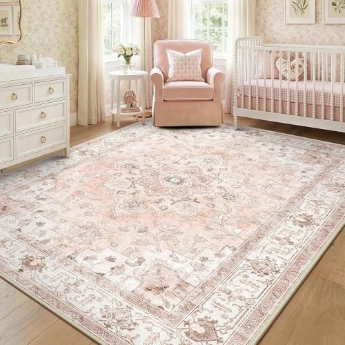 8x10 Washable Nursery Girls Low Pile Area Rug Pink