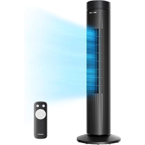 PELONIS 30-Inch Oscillating Tower Fan for Bedroom – 3 Speed, Quiet Tower Fan with Remote ControL, Small Fan, 7-Hour Timer – ETL Certified, Black