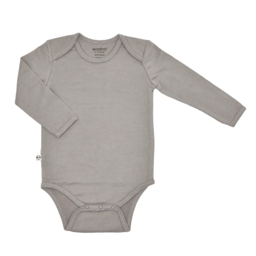 Baby Bodysuit, Long Sleeve, Merino Wool, Dove