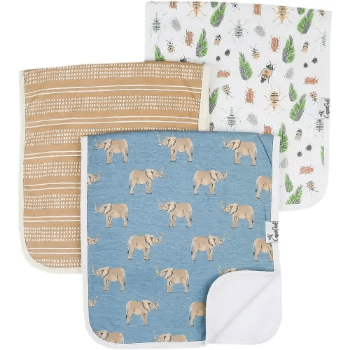 Copper Pearl Premium Baby Burp Cloths - 3-Pack Large Cotton Burp Cloths, Extra Soft Spit Up Rags with 3 Absorbent Layers, Perfect for Baby Boy and Baby Girl Gifts (21" x 10" Size, Peanut Set)