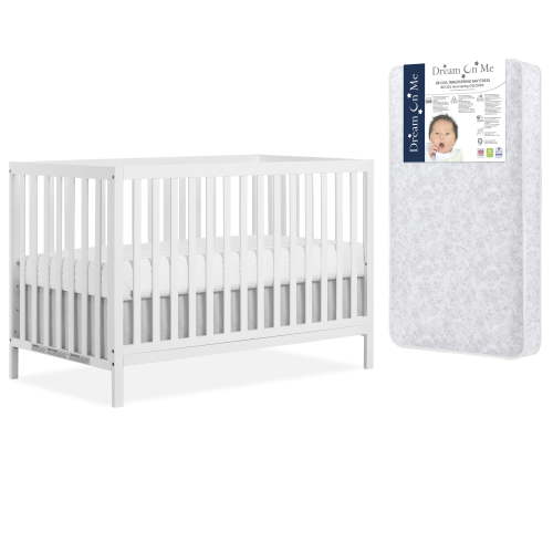 Dream On Me Synergy MOD 5-in-1 Convertible Crib In White with Free Crib Mattress