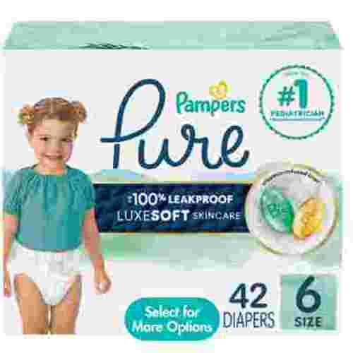 Pampers Pure Baby Diapers Size 6, 42 Count (Select for More Options)