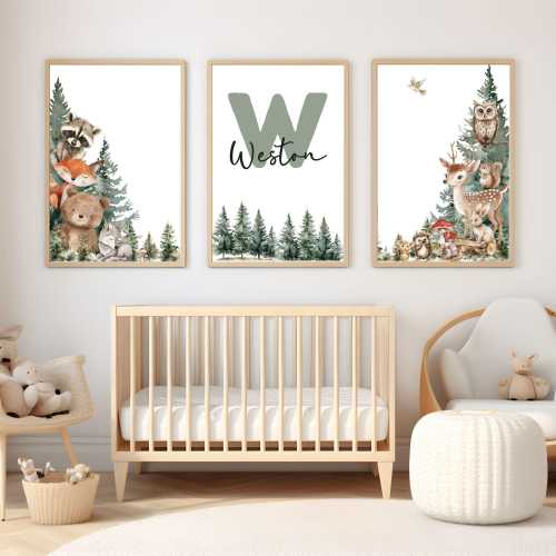 Nursery Name Sign, Woodland Nursery Decor, Woodland Nursery Prints, Forest Nursery Decorations, Baby Name Sign, Boy Baby Nursery Decor