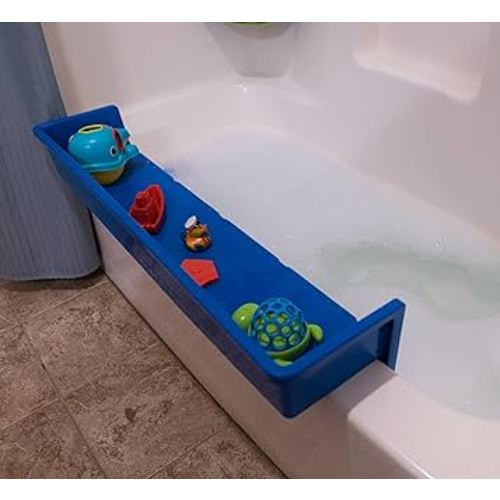 Tub Topper® Bathtub Splash Guard Play Shelf Area -Toy Tray Caddy Holder Storage -Suction Cups Attach to Bath Tub -No Mess Water Spill in Bathroom -Fun for Toddlers Kids Baby
