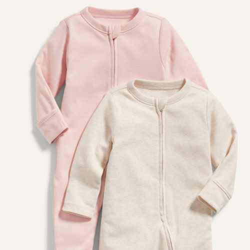 Unisex Sleep & Play 2-Way-Zip Footed One-Piece 2-Pack for Baby