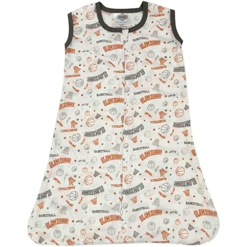 Bacati Basketball Muslin Sleep Sack, Orange/Grey, Newborn
