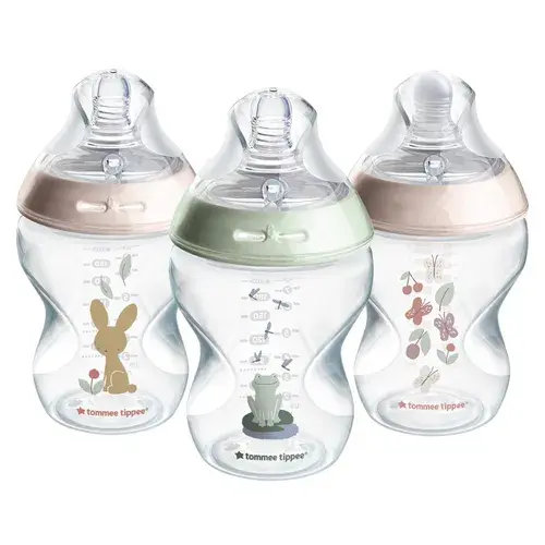 Tommee Tippee Natural Start Anti-Colic Bottle With Slow Flow Teats 260Ml 0M+ - 3Pack Girl | Baby Bunting AU