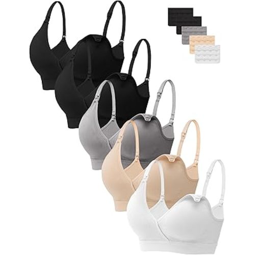 HBselect Nursing Bras for Breastfeeding, Seamless V Neck Maternity Bra Wireless Women Pregnancy Postpartum Bra Sleep Bralette