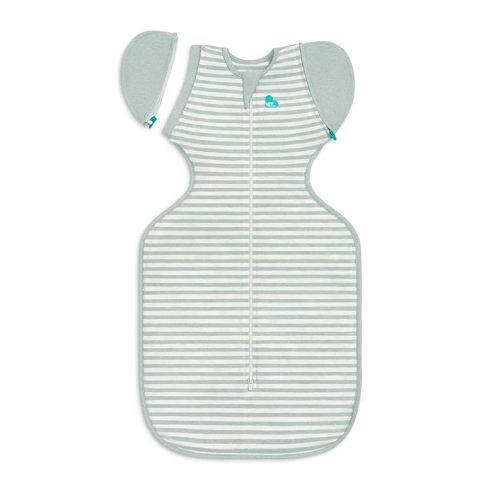 Love to Dream Transition Bag 0.2T Stretch Cotton Medium Large (8.5-11kg) Stage 2, Soft & Breathable, Lightweight for Comfortable Sleep, Ideal for Newborns, Stripe Print, Olive