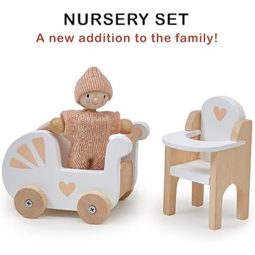 Wooden Dollhouse Nursery Set