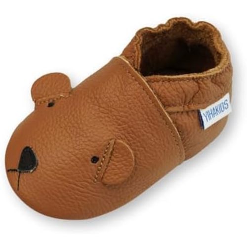 YIHAKIDS Baby Leather Shoes Soft Sole First Walking Moccasins Infants Toddler Boys Girls Crawling Slippers Slip-on Shoes with Elastic Ankle