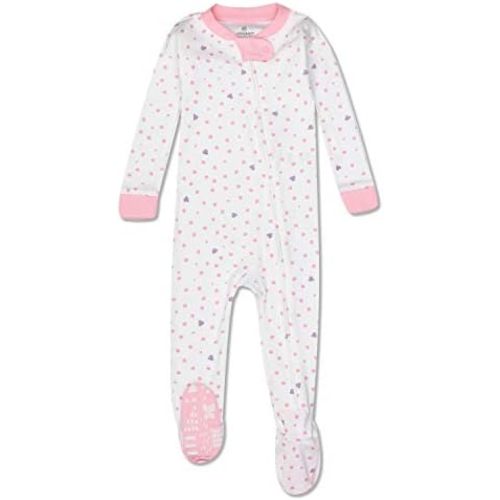 12 months - HonestBaby Girls' Organic Cotton Snug-fit Footed Pajamas