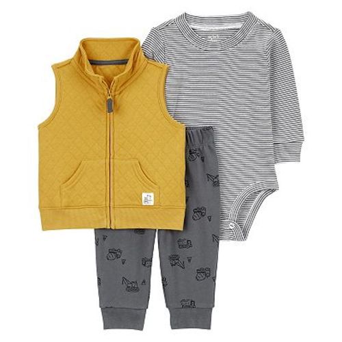 Baby Boy Carter's 3-Piece Yellow Construction Little Vest Set