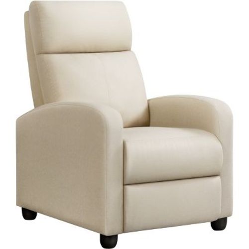 Yaheetech Fabric Upholstered Adjustable Recliner Chair with Pocket Spring for Living Room, Beige