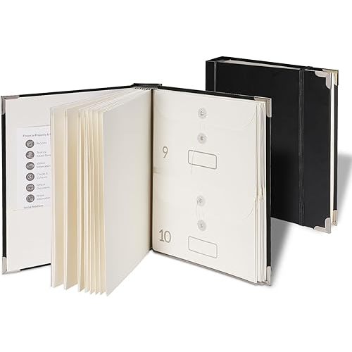 The Folio Document Organizer,Important Document Organizer| Extra Thick Paper,Hard Cardboard Cover,Durable Binder for Office and Home,Birth Certificates, Social Security Cards, Passports (Black)