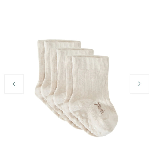 Crew Socks with Grips - Natural - 3 - Pack