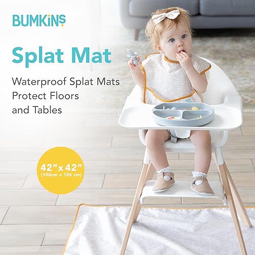 Bumkins Baby Splat Mat for Under High Chair, Babies Toddlers Eating Mess Mat, Waterproof Reusable Cloth for Arts and Crafts, Playtime Mat for Kids, Floors or Tables, Fabric 42inx42in, Desert Boho