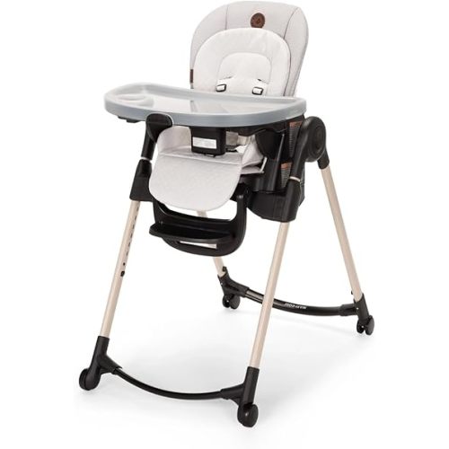 Maxi-COSI Minla 6-in-1 High Chair for Babies & Toddlers, Portable Foldable Highchair, EcoCare Fabric, 9 Heights, 5 Reclines, 4 Tray Positions, Onyx Sand