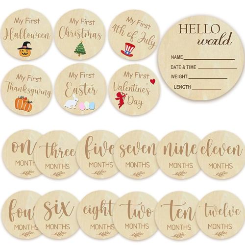 Baby Monthly Milestone Cards - My First Holiday Milestone | Baby Announcement Sign & Celebration Board | Hello World Sign | Milestone Photo Cards | Perfect Newborn Gift & Keepsake