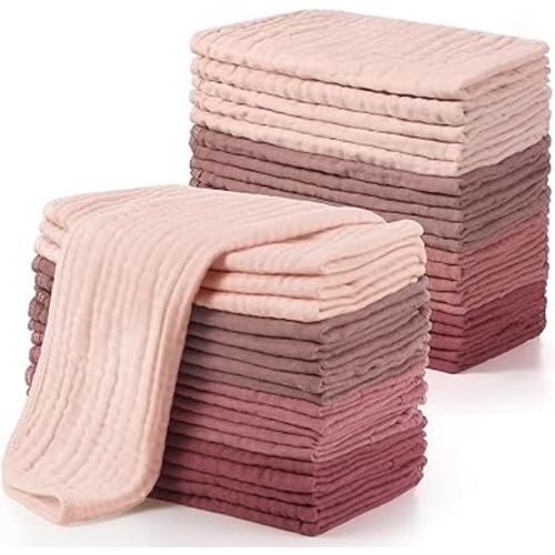 Buryeah 20 Pcs Large 20 x 10 Inch Burp Cloths Multi Colors Washcloths Baby Burping Cloth Diapers 6 Absorbent Layers Face Towels (Retro Colors)
