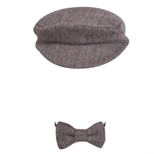 Baptism Hat for Baby Boy Flat Newsboy Driver Cap and Bow tie Set Gatsby Cap Pageboy Golf hat 0-1 Years