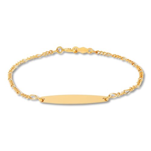 Children's Oval ID Figaro Bracelet 14K Yellow Gold 6"