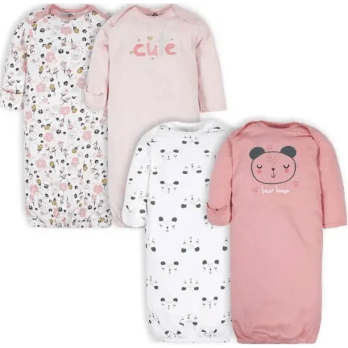 Gerber Baby Girl 4-Pack Bear Sleeper Gowns