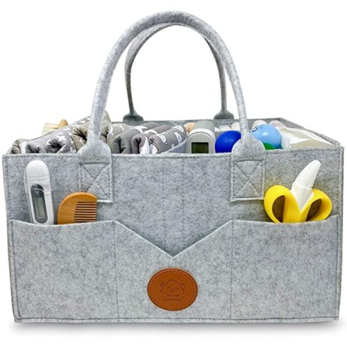 Baby Diaper Caddy Organizer - Diaper Organizers for Changing Table - Felt Baby Caddy Diaper Holder - Storage Caddy - Changing Basket for Baby Boy, Girl - Nursery Organization - Car Caddy