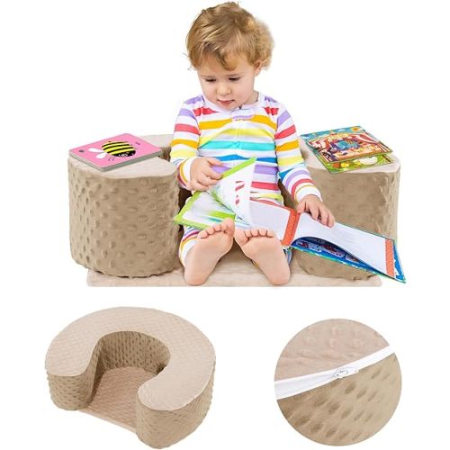 MABOZOO Foam Baby Floor Seat Pillow for Sitting Balance - Soft Infant Support Ring for Babies, Toddlers (Beige)