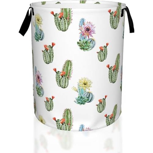 Cactus and Succulent Laundry Basket,Waterproof Laundry Hamper Plants,Collapsible Organizer Basket for Storage Bin Toy Bins, Dirty Clothes Laundry Basket for Living Room/Bathroom/Bedroom