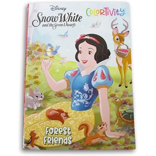 Snow White and The Seven Dwarfs Coloring + Activity Book Favor or Gift for Children - 'Forest Friends'' 64 Pages