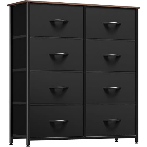 YITAHOME Dresser with 8 Drawers, Tall Storage Tower with 8 Drawers, Black Dresser & Chest of Drawers, Storage Drawer Organizer for Closet, Bedroom, Living Room
