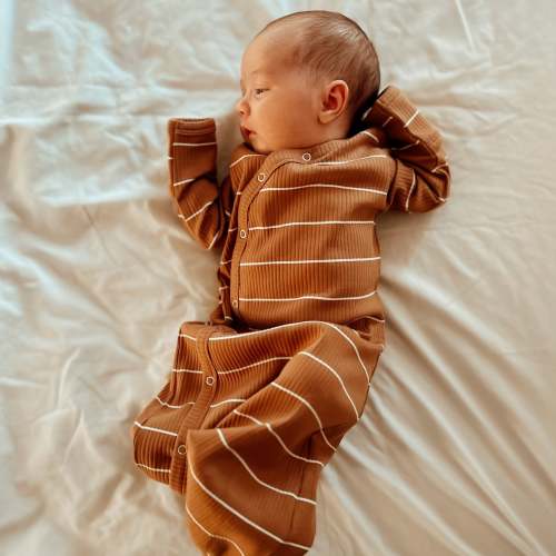 Saddle Stripe / Organic Ribbed Gown