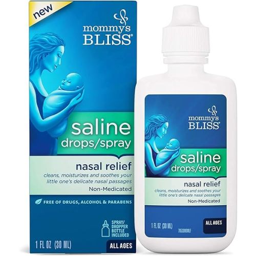 Mommy's Bliss Saline Drops/Spray, Nasal Relief for Newborns & Up, 1 Fl Oz