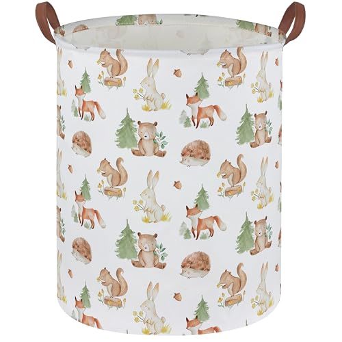 DDBASKET Kids Laundry Basket Animal Hamper for Nursery Woodland Hamper Cute Kids Storage Bin Organizer Room Decor for Home(Tree animal)