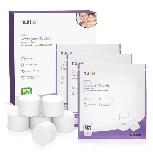 Nuliie 130 High-Efficiency Detergent Tablets for Momcozy, Baby Brezza, GROWNSY Bottle Washers, Fast-Dissolving, Remove Milk Residue & Odor, Gentle Formula Safe for All Baby Bottle Washers
