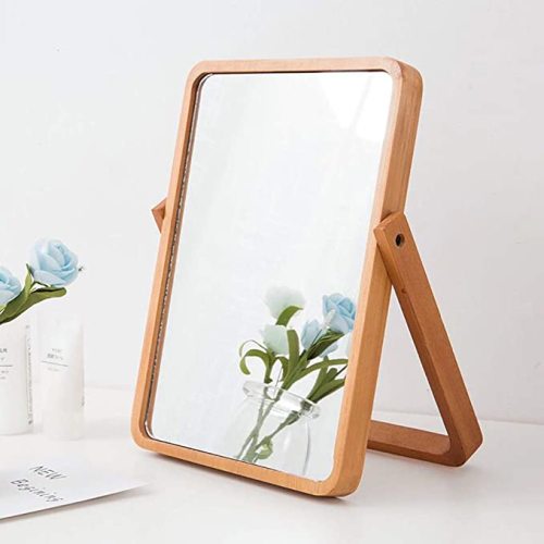 Wood Table Vanity Makeup Mirror - Rectangle Wall-Mounted Mirrors for Living Room ,Bedroom,Christmas Thanksgiving Day
