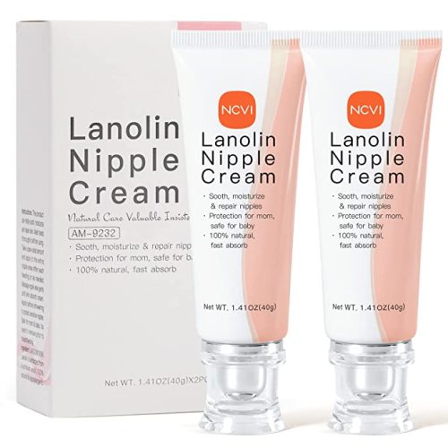 NCVI Pure Lanolin Nipple Cream for Breastfeeding, Nipple Crack Relief Care Cream for Breastfeeding Pain Suitable for Nursing Mothers/Pregnant Women, 100% Natural Ingredient -1.41 Ounces x 2PCS - 1.41 Ounce (Pack of 2)