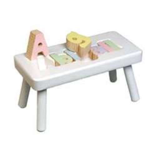 White Step Stool for Kids | Personalized Kids Name Puzzle Stool