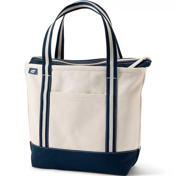 Medium 5 Pocket Zip Top Canvas Tote Bag | Lands' End