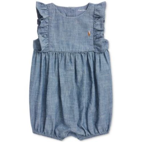 Baby Girls Ruffled Chambray Romper