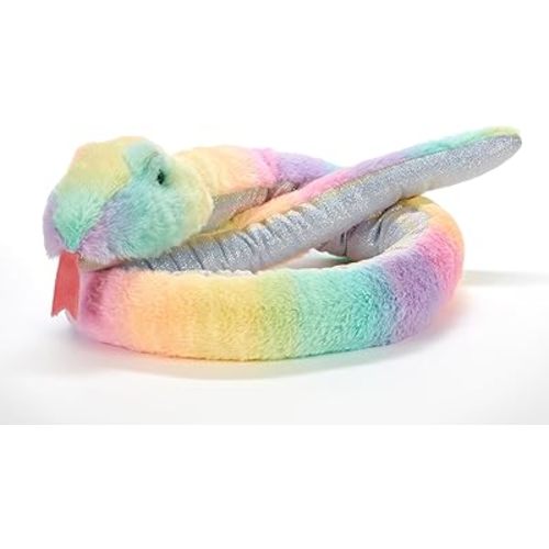 The Petting Zoo Snake Stuffed Animal Plushie, Ombrez Zoo Animals, Rainbow Snake Plush Toy 54 inches