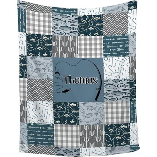 Fishing Baby Blanket,Personalized Baby Blanket for Boy Girl,Custom Fishing Swaddle Blanket with Name,Soft Fly Fishing Blanket for Newborn,Best Gift for Baby Shower Birthday Christmas 30"x40"(Baby)